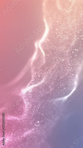 Dynamic abstract background featuring shimmering light particles in a soft gradient of pink, purple, and blue.