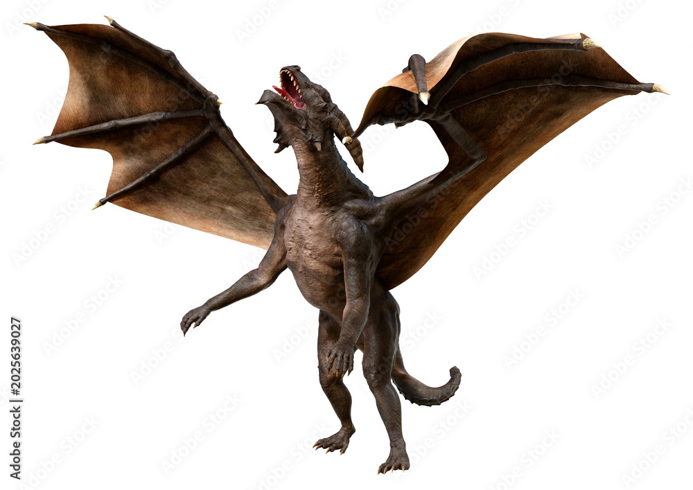 Fototapeta premium 3D Rendering Fairy Tale Dragon on White