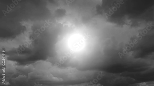 Bats Flying Through Storm Clouds Around Glowing Moon
