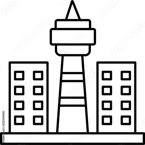 CN Tower Line Icon Vector Illustration