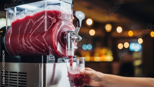 Icy refreshment dispensing from a frozen beverage machine providing cool relief