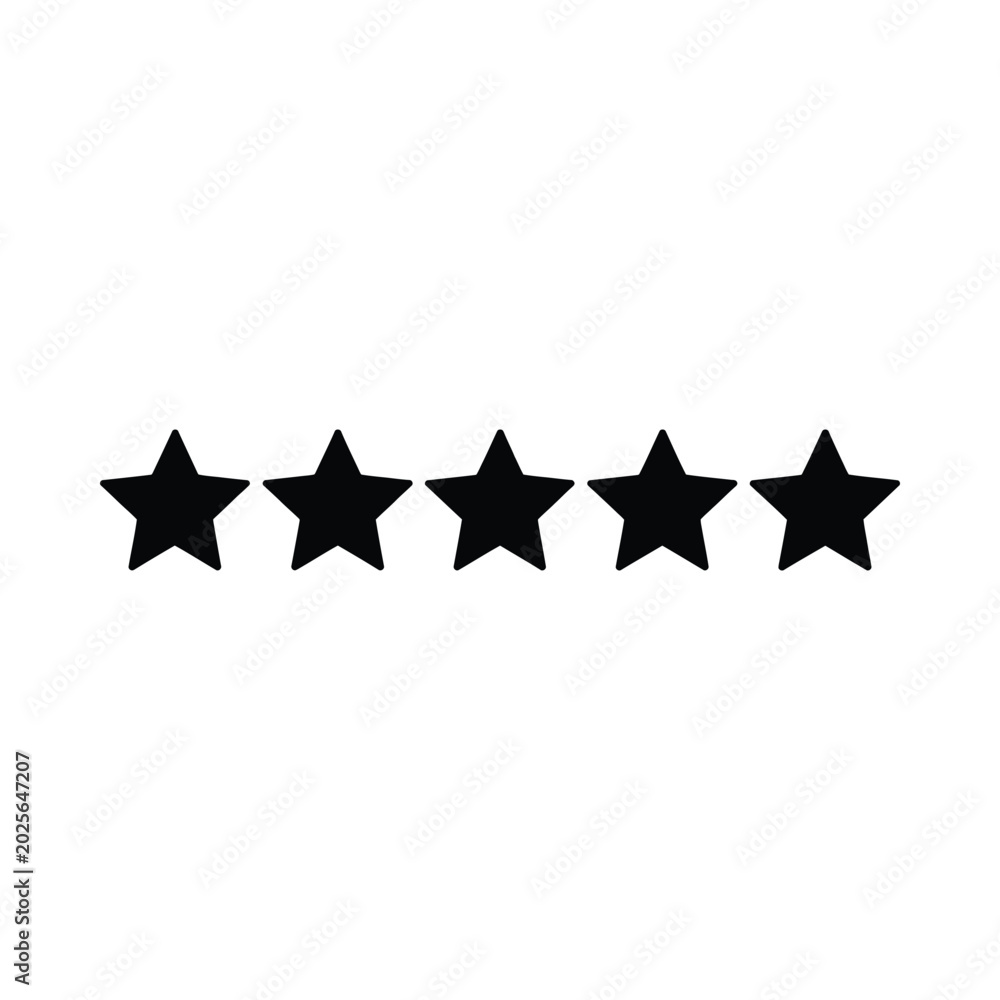 Fototapeta premium five black star silhouettes on a white background