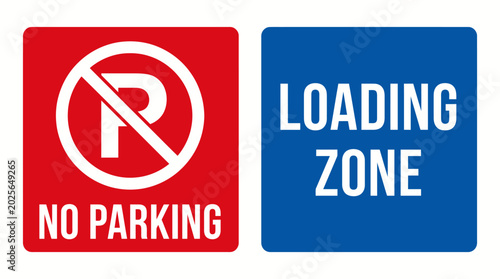 Tableau sur toile Traffic signs indicating no parking and loading zone.