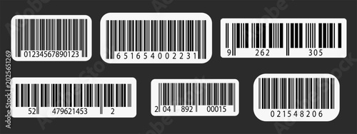 Photos Barcode ean sticker and paper label grunge with scan y2k code