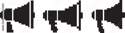pixel megaphone icons silhouette set for announcements and communication vector illustration