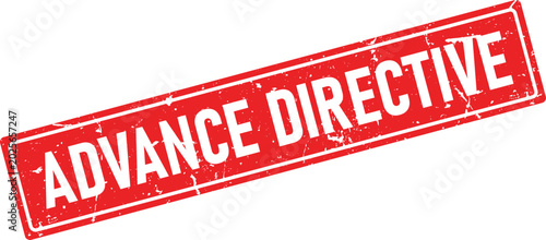 Foto Distressed red rubber stamp imprint stating Advance Directive in white capital l