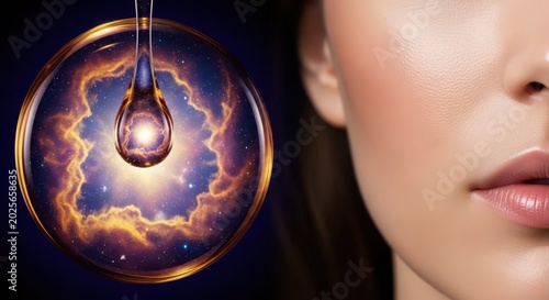 Woman with glowing orb light.