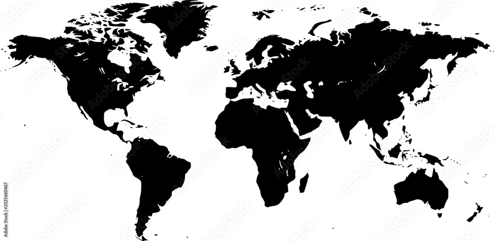 Obraz premium World map gray flat silhouette vector illustration 
