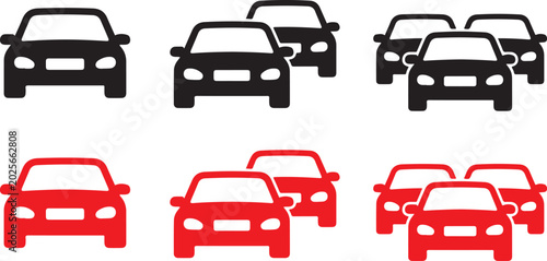 Car Traffic Icon Set Vector Illustration Front View Vehicle Symbols Collection