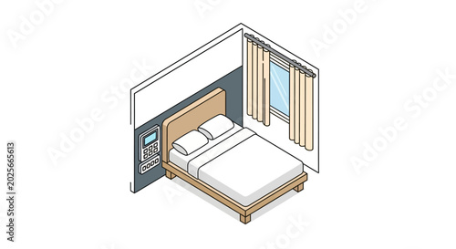 Canvas Print Modern bedroom interior with bed and window.