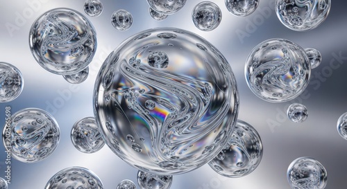 Glass Bubbles Floating in Air.