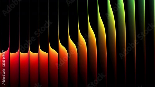 Fluid neon gradients ripple across fractal glass while rotational motion shapes shifting colorful waves. Flowing chromatic dynamic gradients refracted through layered glass ridges. Seamless loop. 4K