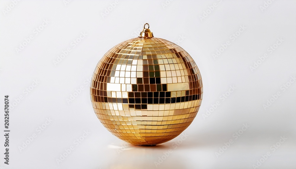 Fototapeta premium golden disco ball isolated on white background