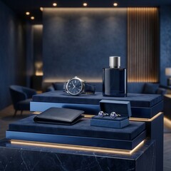 Professional look father day products display on podium..