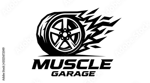 Photos Black tire wheel logo design.