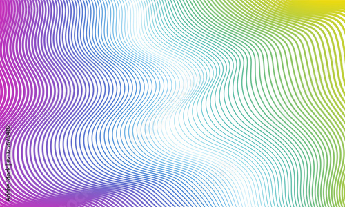 Colorful curved wavy lines abstract minimal background. Futuristic vector elegant design