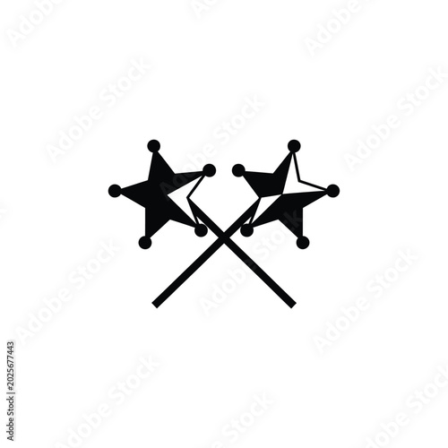 Photos Two crossed sheriff badges with five pointed stars on a white background