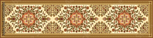 Luxury Turkish Persian Carpet Pattern with Royal Blue Floral Ornament