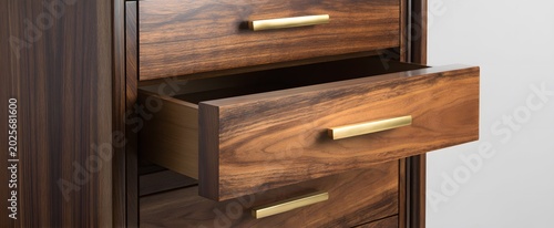 The modern cabinet inspires joy with its sleek handles and generous storage space