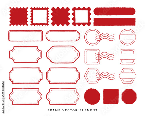 Photos Vintage red ink stamp frames and grunge postmark borders collection