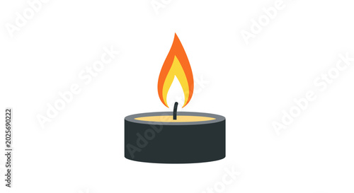 Schilderij op canvas Minimalist burning tea light candle flat vector illustration