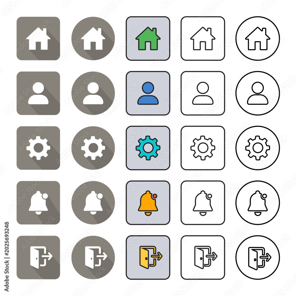 Fototapeta premium Minimalist Web and UI Icon Set for App Interface Design