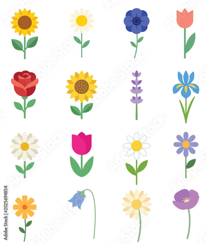 Flowers Illustration Pack with Spring Floral Collection and Botanical Garden Blooming Designs for Seasonal Decoration and Creative Projects