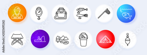 Fotografía Fishing gear set icon