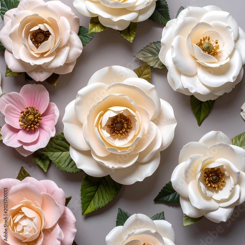 Elegant Paper Flowers Floral Background Design