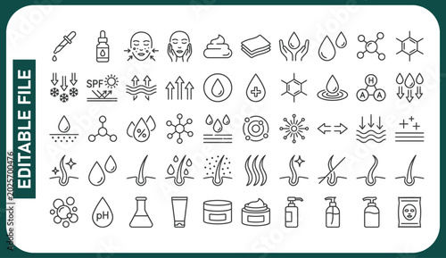 Obraz na plátně Skin care line icons set