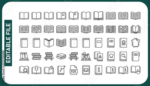 Фотография Book line icons set