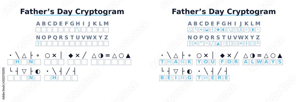 Ταπετσαρία Father's Day cryptograms for puzzle enthusiasts in black and white