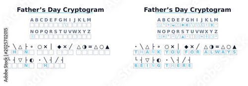 Schilderij op canvas Father's Day cryptograms for puzzle enthusiasts in black and white