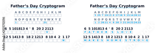 Photos Father's Day cryptograms with coded messages and key