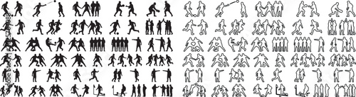 Foto Athletic sports silhouettes collection, soccer and football player vector icons,