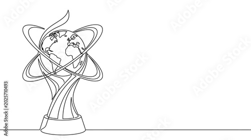 Continuous Line Drawing of Globe Trophy Award