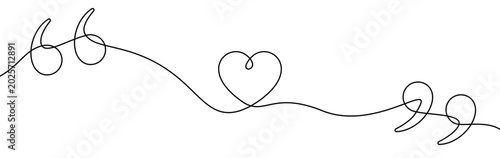 Фотография Quotation marks and a heart in line art style