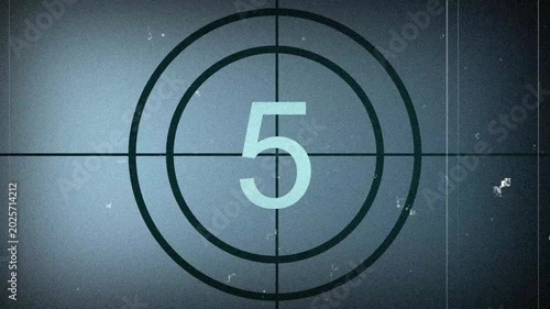 Old film countdown, Vintage film leader countdown from 10 to 1 seconds. Cinema movie reel timer effect screen. 4k