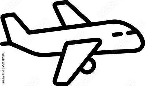 Airplane vector line icon symbolizing flight and tourism.