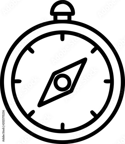 Compass vector line icon symbolizing navigation and exploration.