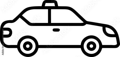 Taxi car vector line icon representing travel and transport.