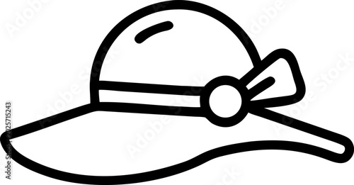 Sun hat vector line icon symbolizing summer and leisure.