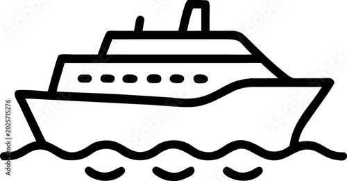 Cruise ship vector line icon symbolizing sea travel.