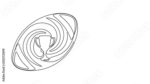 Minimalist Line Art Trophy in Swirling Oval Frame