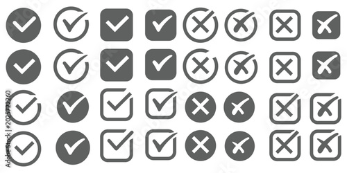 Фотография Black tick black cross vector icons
