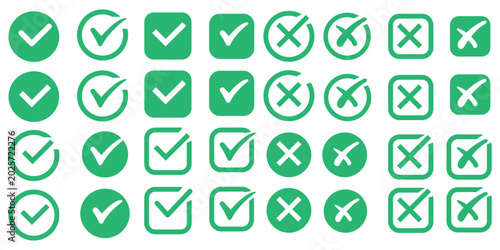 Принти на полотні Black tick black cross vector icons