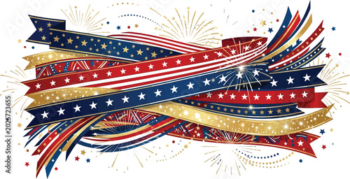 Ribbons weave together in a vibrant display of classic patriotic symbolism.