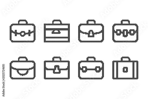 Minimal dotted briefcase icon set, modern business outline collection, vector illustration
