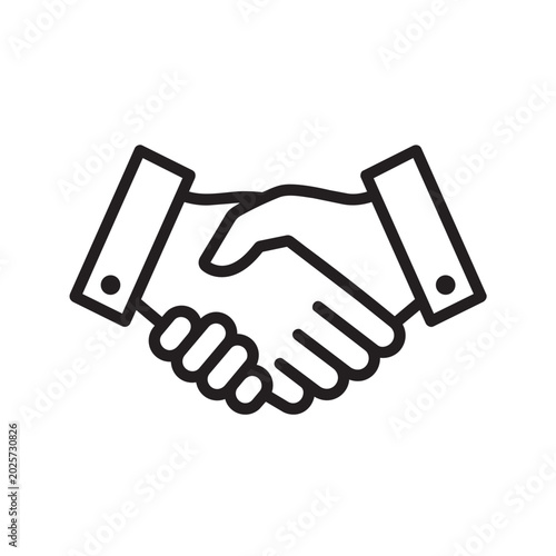 Handshake in circle line icon with business icon agreement deal partnership