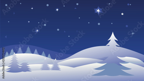 Konstfotografi winter landscape with snow covered trees and starry night